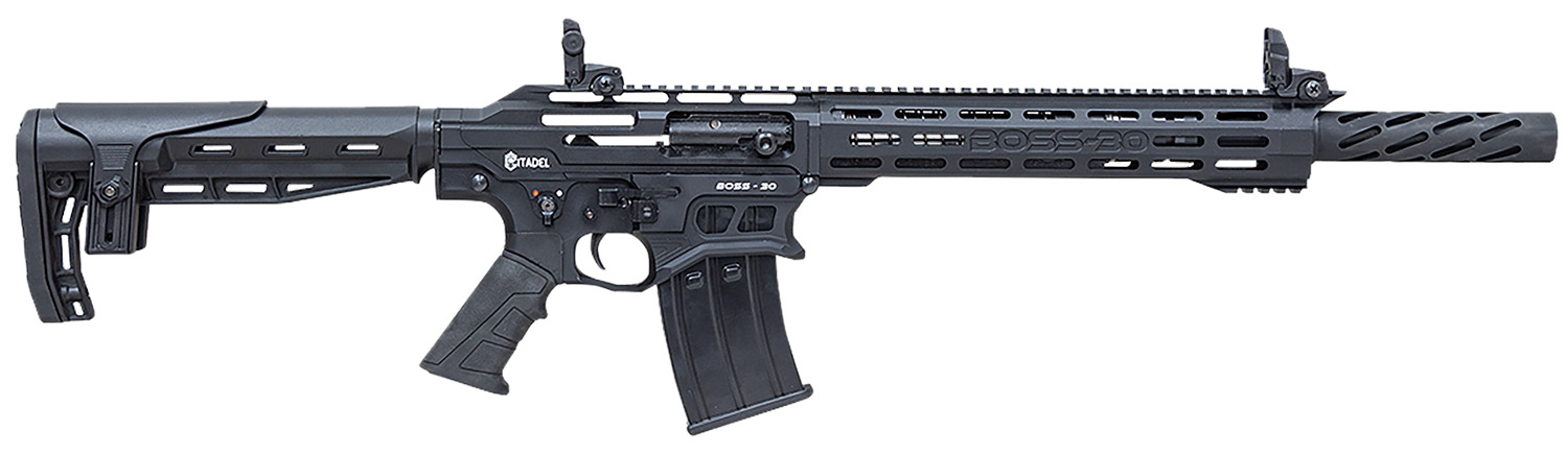Citadel CBOSS3012 Boss30  12 Gauge Semi-Auto 3" 5+1 18.75" Black Steel Threaded Barrel, Matte Black Cerakote Picatinny Rail Aluminum Receiver, Black Adj Cheek Riser Synthetic Stock