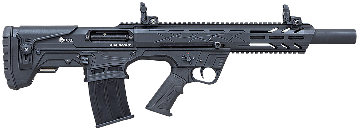 Citadel FRPS1218 Pup Scout  12 Gauge Semi-Auto 3 5+1 18.50 Black Steel Barrel, Black Picatinny Rail Aluminum Receiver, Picatinny Handguard, Black Adj Cheek Riser Synthetic Stock