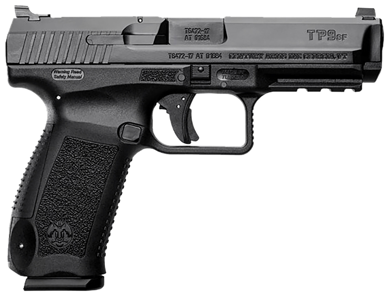 Canik HG4865N TP9 SF Full Size 9mm Luger 18+1 4.46" Black Nitride Match Grade Barrel, Black Cerakote Serrated Steel Slide & Polymer Frame w/Picatinny Rail, Black Interchangeable Backstrap Grip