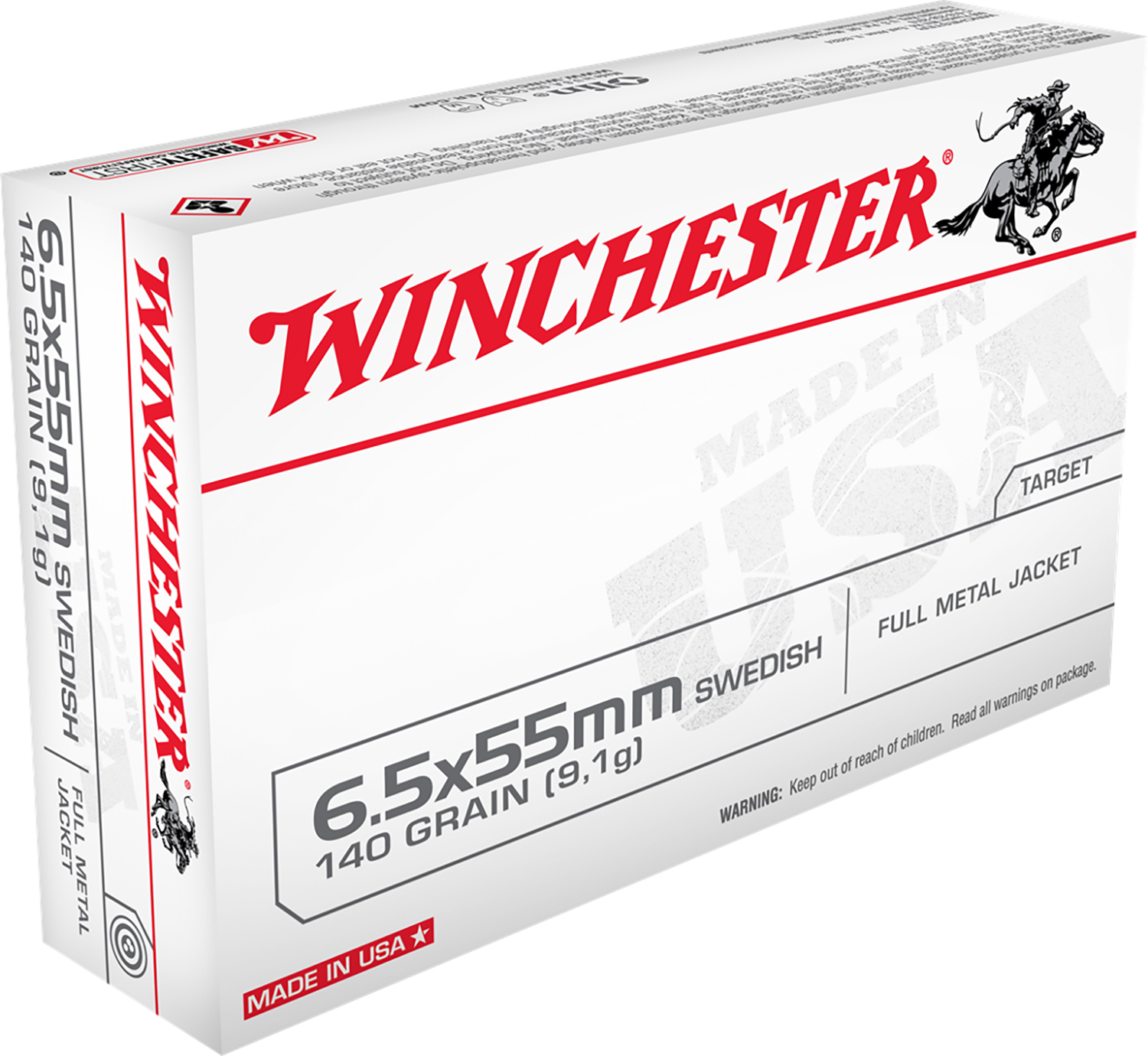Winchester Ammo USA6555 USA Target 6.5X55 Swedish 140 Gr Full Metal Jacket 20 Per Box/ 10 Case