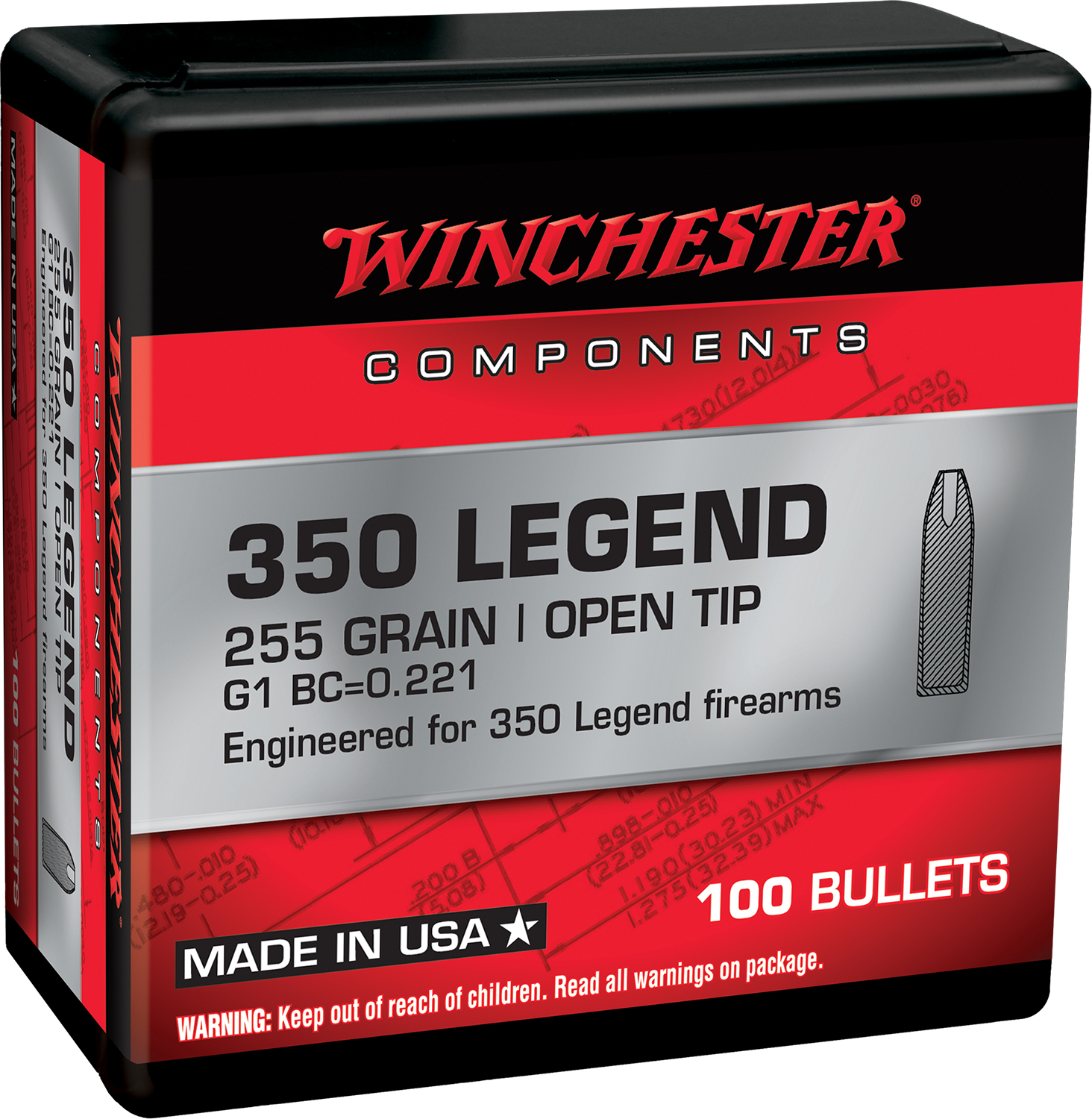 Winchester WB350L255X 350 Legend 255gr Open Tip Ammo 100/Box