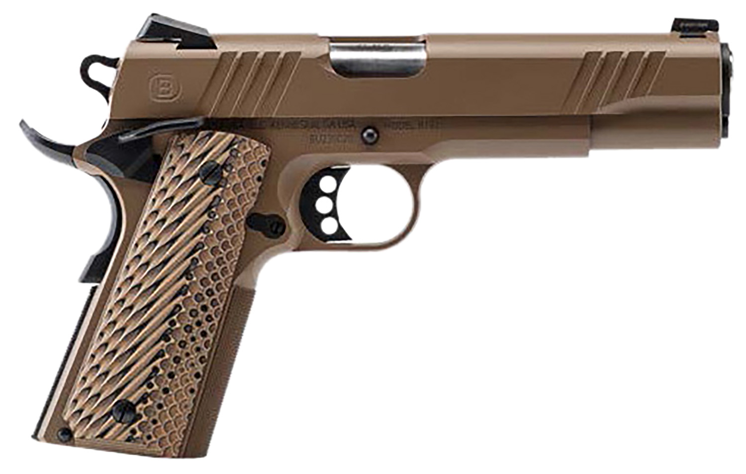 Bersa B19117050DEHB B1911  45 ACP 8+1 5 Stainless Steel Barrel, Flat Dark Earth Serrated Slide, Flat Dark Earth Stainless Steel Frame w/Beavertail, FDE VZ Grip