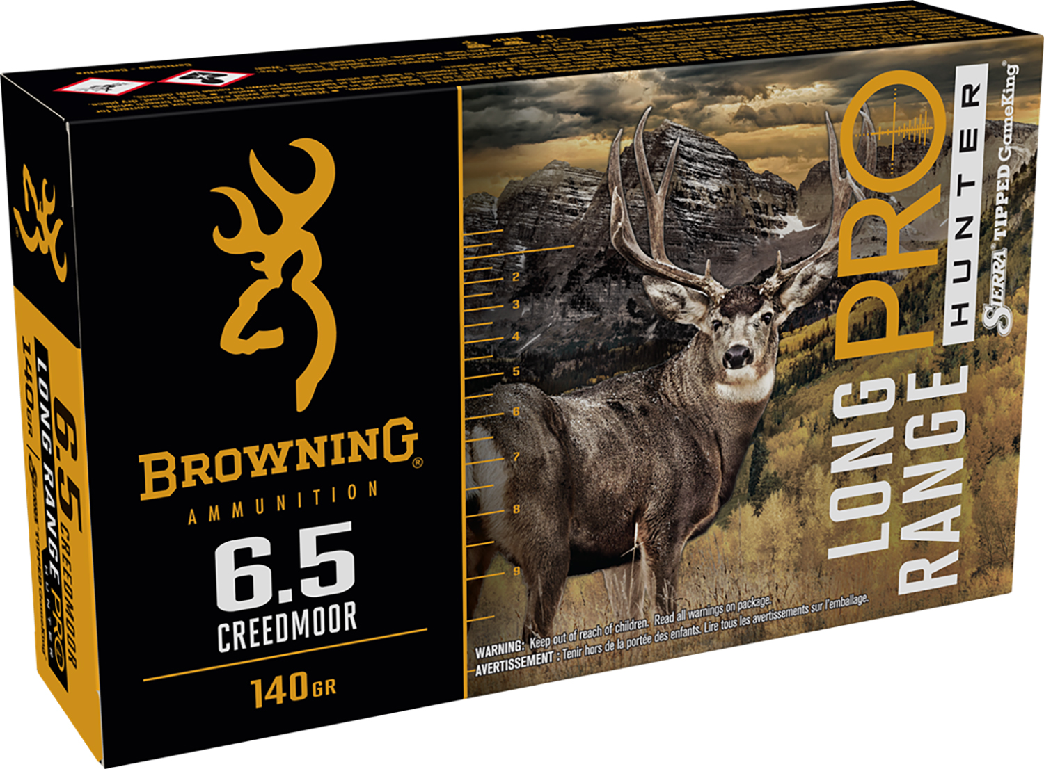 Browning Ammunition Long Range Pro Hunter 6.5 Creedmoor Ammo - Sierra Tipped GameKi - 130 Grains