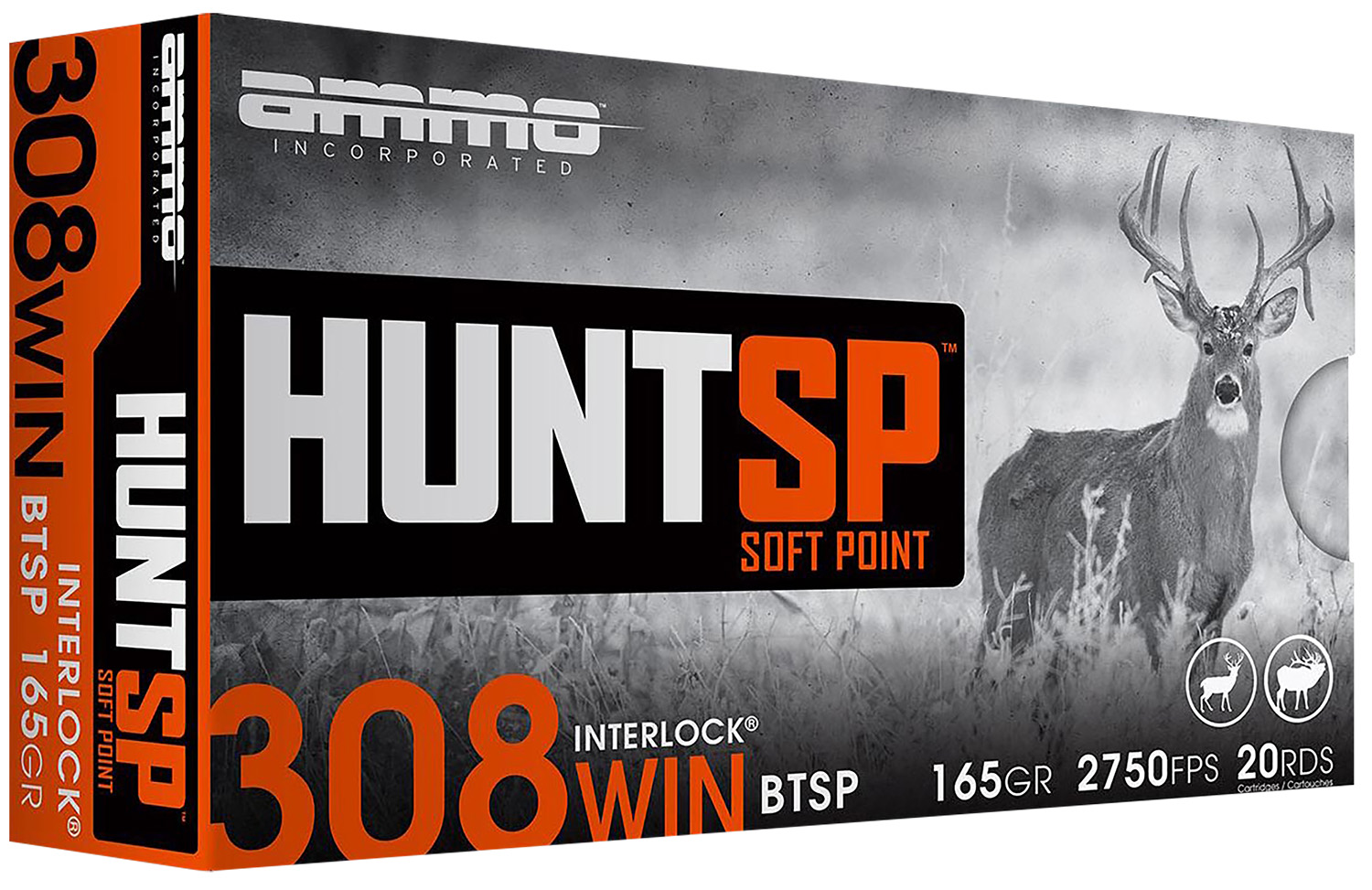Ammo Inc 308165SP-A20 .308 Win 165 Gr Soft Point 20/Box Hunting Ammo