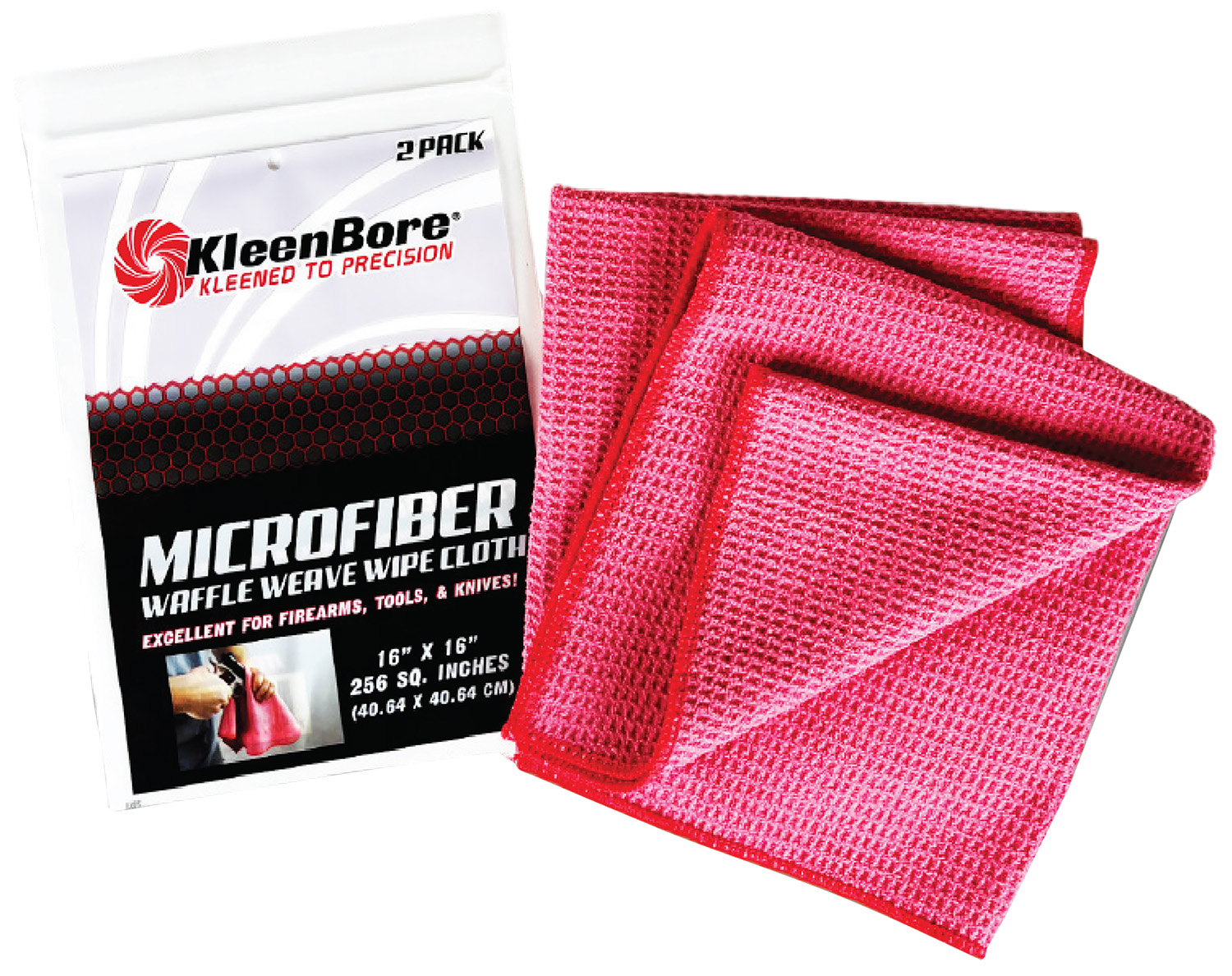 KleenBore MCR Microfiber Waffle Weave 18" X 18" 2 Pack