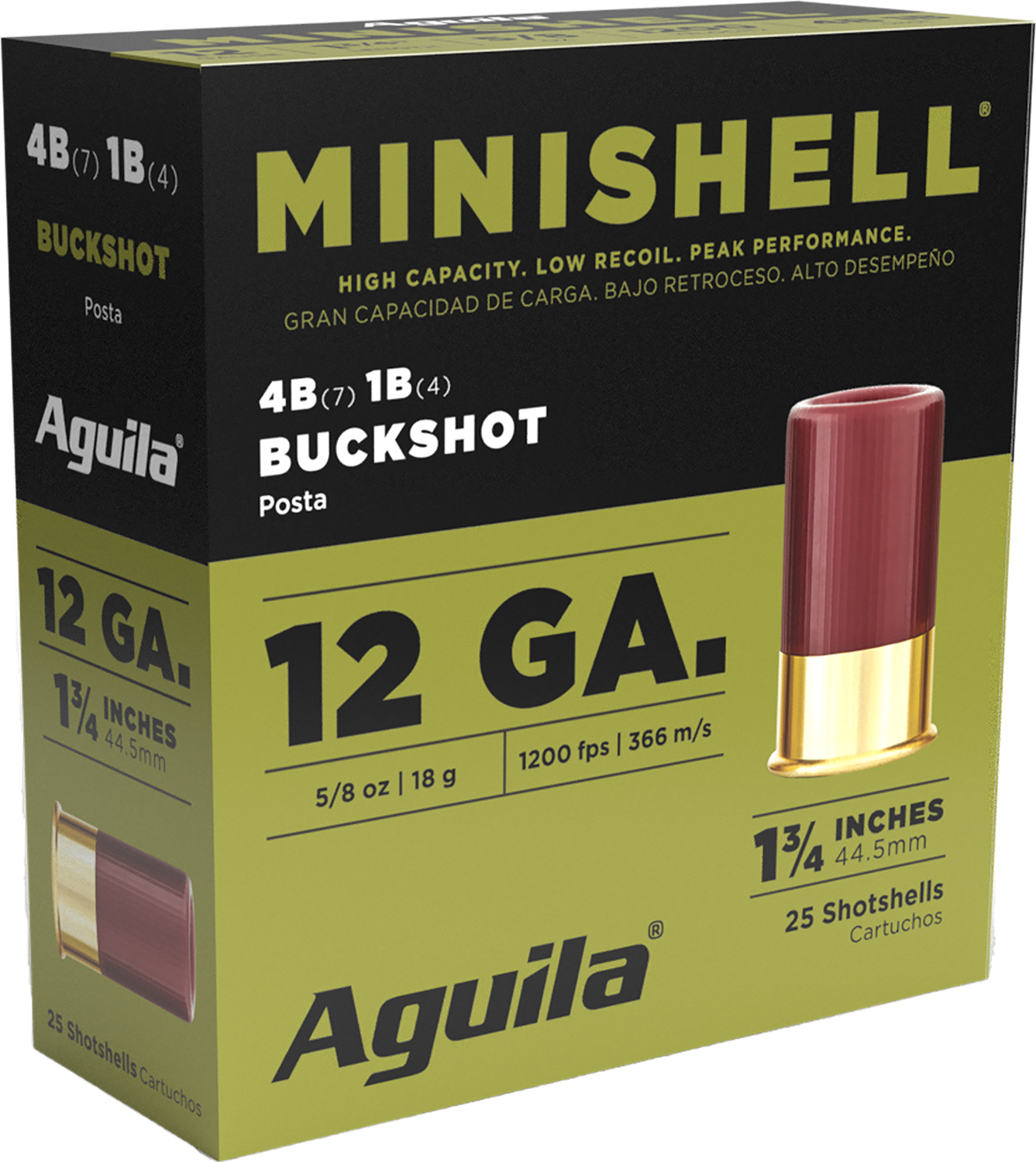 Aguila 1CHB1385 Minishell Buckshot 12Gauge 1.75 5/8oz 4B(7P)/1B(4P) Shot 25 Per Box/10 Case