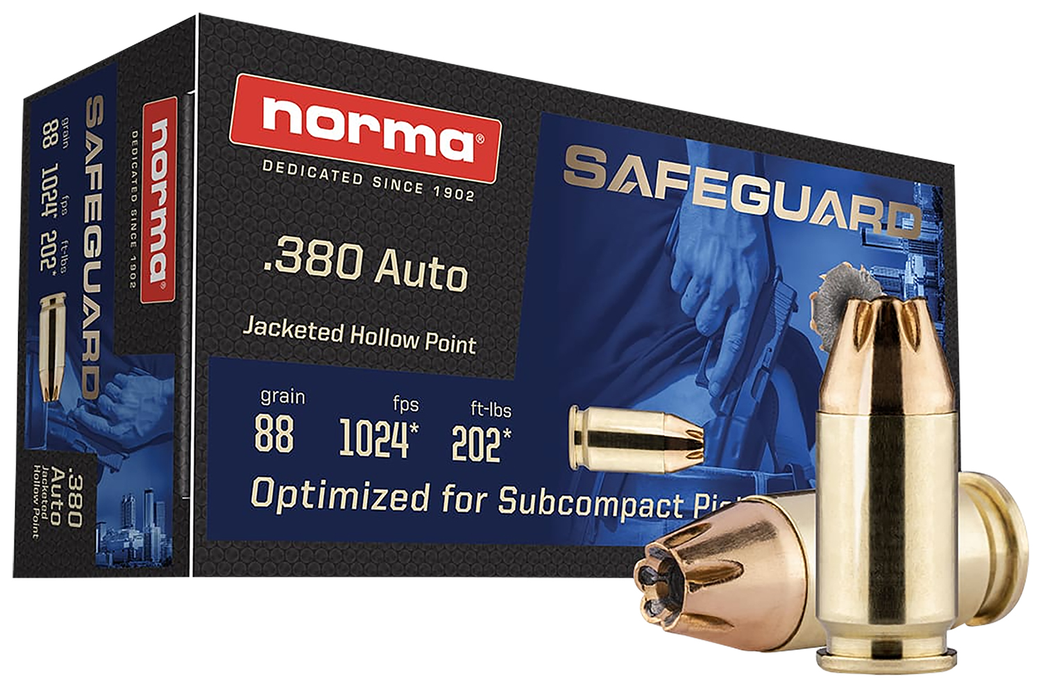Norma Ammunition 803807680 Safeguard 380ACP 88gr Jacketed Hollow Point...
