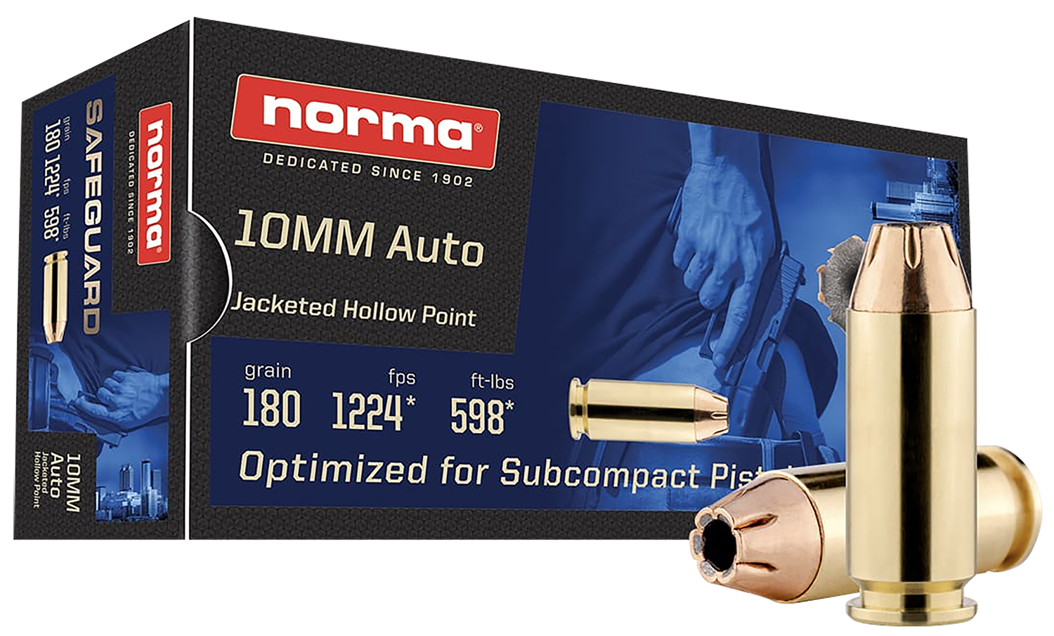 Norma Ammunition 801109265 10mm 180gr Jacketed Hollow Point 50 Rounds