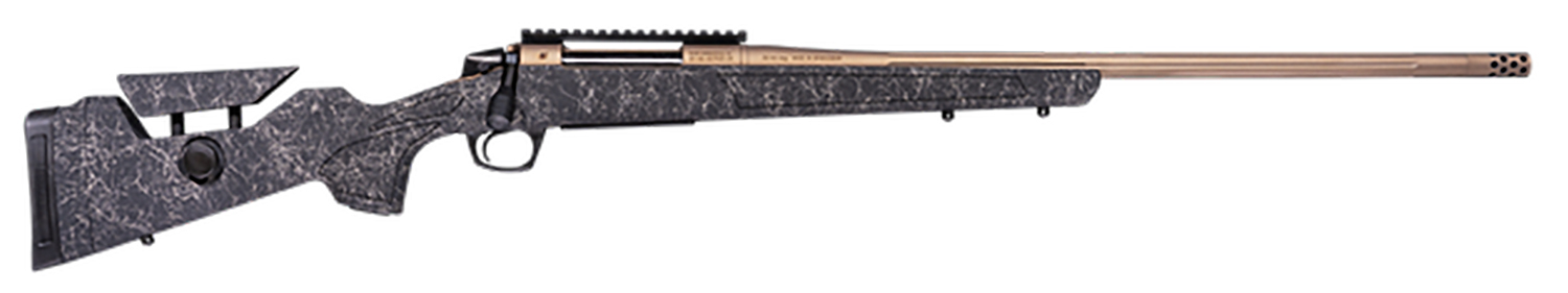 CVA CR3961F Cascade Long Range Hunter Full Size 300 Win Mag 24 Smoked Bronze Cerakote Steel Threaded Barrel, Black w/Smoked Bronze Web Synthetic Stock