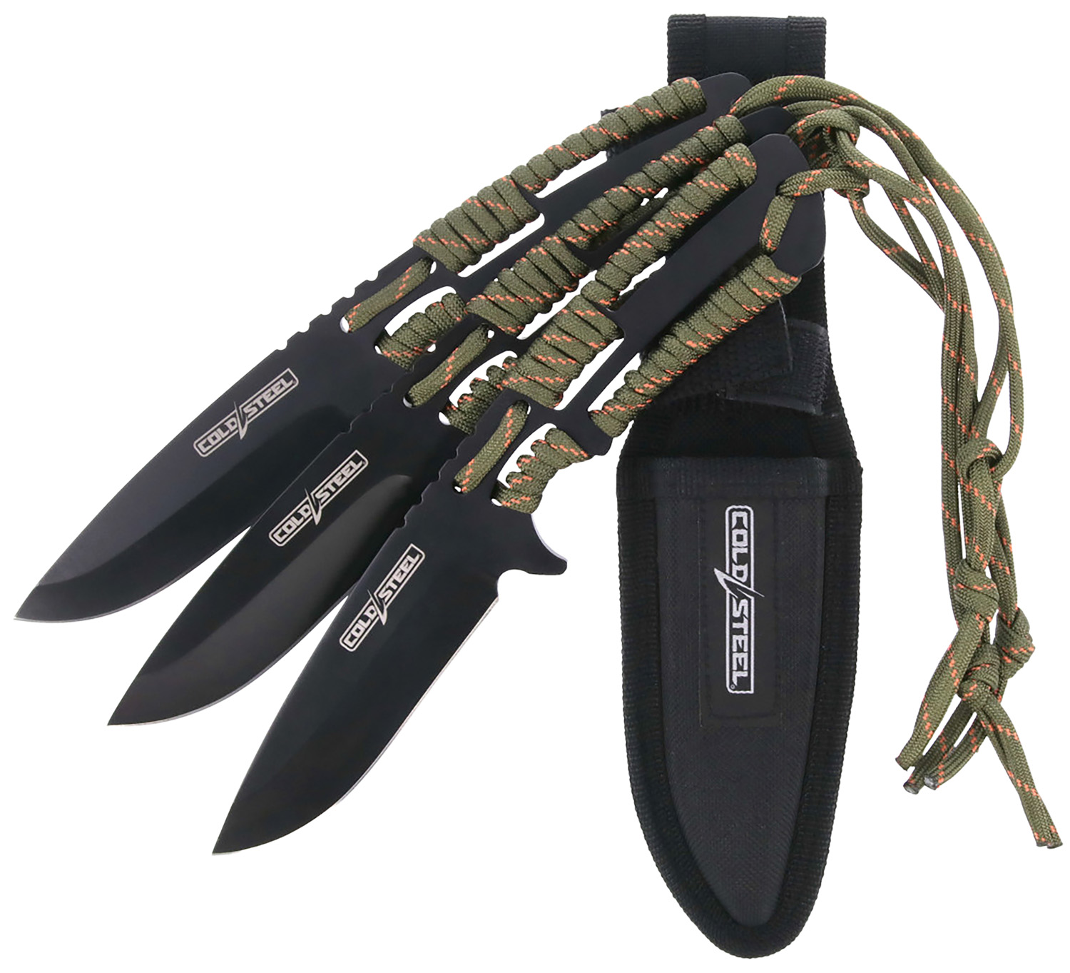 Cold Steel CSTH44KVD3Pk Throwing Knives Set Of 3 4.40" Fixed Clip Point Plain Black Oxide 420 Stainless Steel Blade, Par