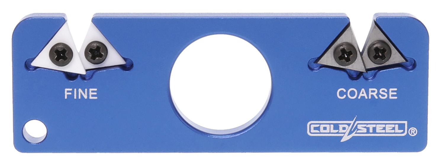 Cold Steel CSKS21CC Dual Edge Pocket Knife Sharpener Blue Aluminum, Carbide/Ceramic Sharpener, Coarse/Fine Blue