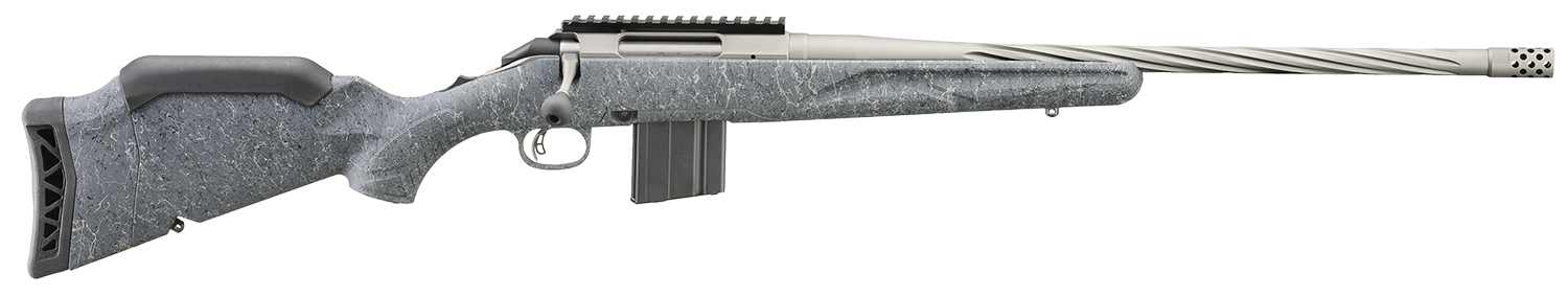 Ruger 46906 American II  Full Size 350 Legend 5+1 20" Cobalt Cerakote Spiral Fluted Threaded Barrel & Alloy Steel Receiver w/Picatinny Rail, Gray Splatter Adj LOP Synthetic Stock