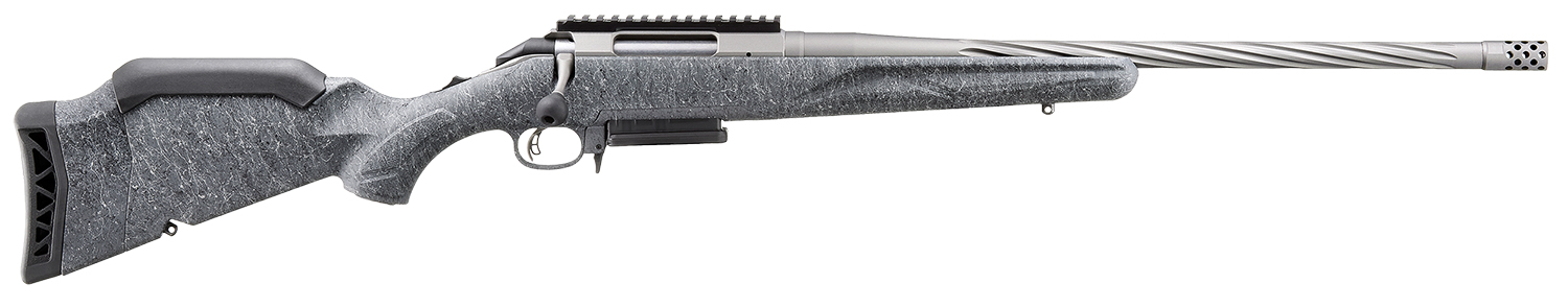 Ruger 46913 American II  Full Size 30-06 Springfield 4+1 20" Cobalt Cerakote Spiral Fluted Threaded Barrel & Alloy Steel Receiver w/Picatinny Rail, Gray Splatter Adj LOP Synthetic Stock