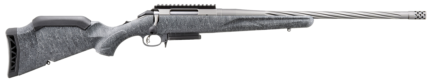 Ruger 46916 American II  Full Size 6.5 PRC 3+1 20" Cobalt Cerakote Spiral Fluted Threaded Barrel & Alloy Steel Receiver w/Picatinny Rail, Gray Splatter Adj LOP Synthetic Stock