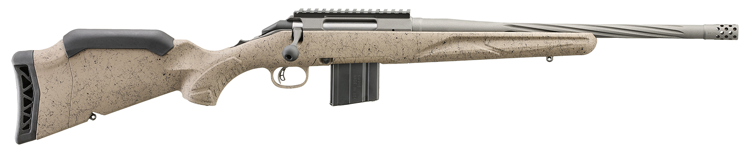 Ruger 46927 American Ranch Gen II Full Size 6.5 Grendel 10+1 16.10 Cobalt Cerakote Spiral Threaded Barrel &  Picatinny Rail Steel Receiver, Flat Dark Earth Splatter Adj Comb Synthetic Stock