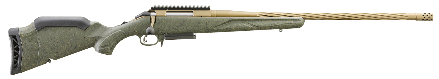 Ruger 46932 American II Predator Full Size 7mm-08 Rem 3+1 22" Burnt Bronze Cerakote Spiral Fluted Threaded Barrel & Alloy Steel Receiver w/Picatinny Rail, Green Splatter Adj LOP Synthetic Stock