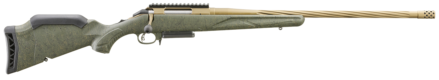 Ruger 46933 American II Predator Full Size 243 Win 3+1 22" Burnt Bronze Cerakote Spiral Fluted Threaded Barrel & Alloy Steel Receiver w/Picatinny Rail, Green Splatter Adj LOP Synthetic Stock