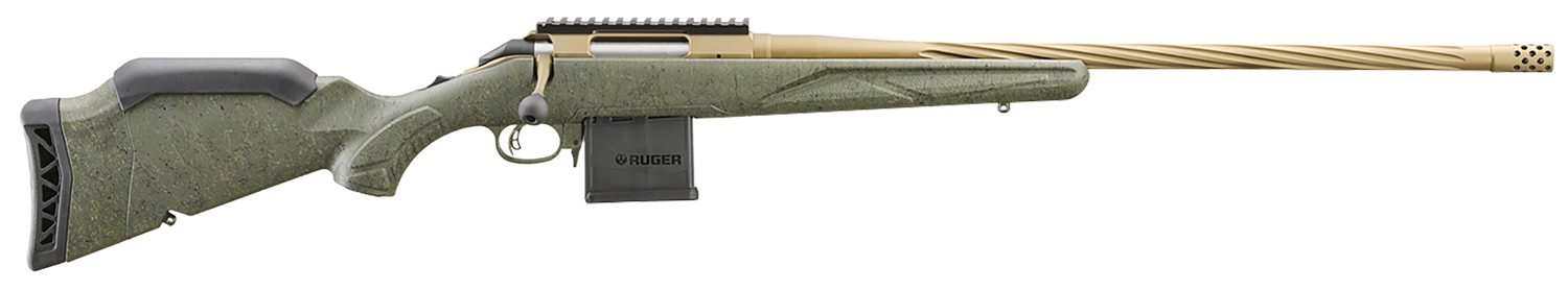 Ruger 46938 American II Predator Full Size 204 Ruger 10+1 22" Burnt Bronze Cerakote Spiral Fluted Threaded Barrel & Alloy Steel Receiver w/Picatinny Rail, Green Splatter Adj LOP Synthetic Stock
