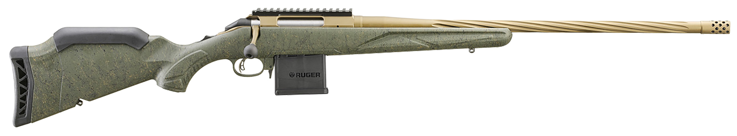 Ruger 46940 American II Predator Full Size 22 ARC 10+1 22" Burnt Bronze Cerakote Spiral Fluted Threaded Barrel & Alloy Steel Receiver w/Picatinny Rail, Green Splatter Adj LOP Synthetic Stock