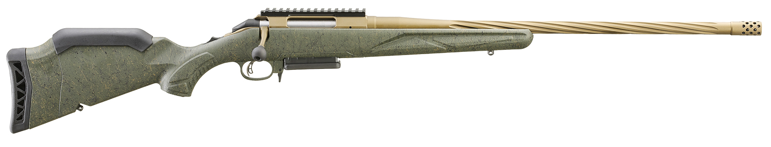 Ruger 46944 American II Predator Full Size 270 Win 4+1 22" Burnt Bronze Cerakote Spiral Fluted Threaded Barrel & Alloy Steel Receiver w/Picatinny Rail, Green Splatter Adj LOP Synthetic Stock