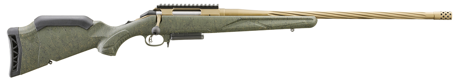 Ruger 46946 American II Predator Full Size 6.5 PRC 3+1 22" Burnt Bronze Cerakote Spiral Fluted Threaded Barrel & Alloy Steel Receiver w/Picatinny Rail, Green Splatter Adj LOP Synthetic Stock