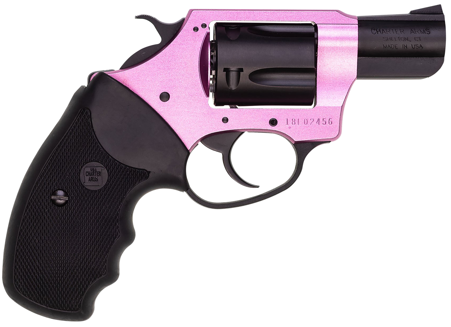 Charter Arms 53835 Pink Lady  38 Special 5rd 2 Black Steel Barrel, Black Cylinder, Black/Pink Aluminum Frame, Black Rubber Grip, Exposed Hammer