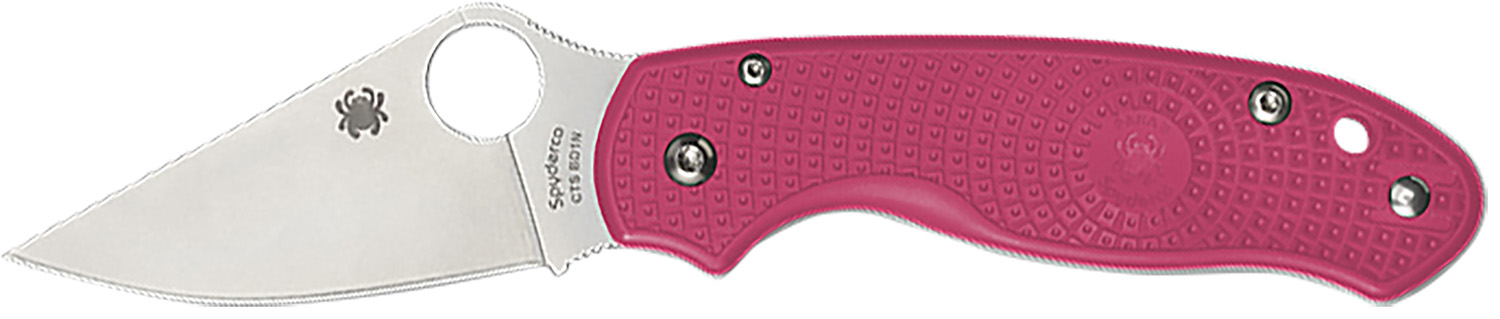 Spyderco C223PN Para 3 Lightweight Breast Cancer EDC 2.93" Folding Plain Satin CTS BD1N SS Blade, Pink Textured FRN Hand