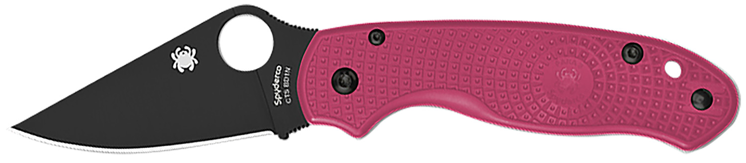 Spyderco C223PNBK Para 3 Lightweight Breast Cancer EDC 2.93" Folding Plain Black DLC BD1N SS Blade, Pink Textured FRN Ha