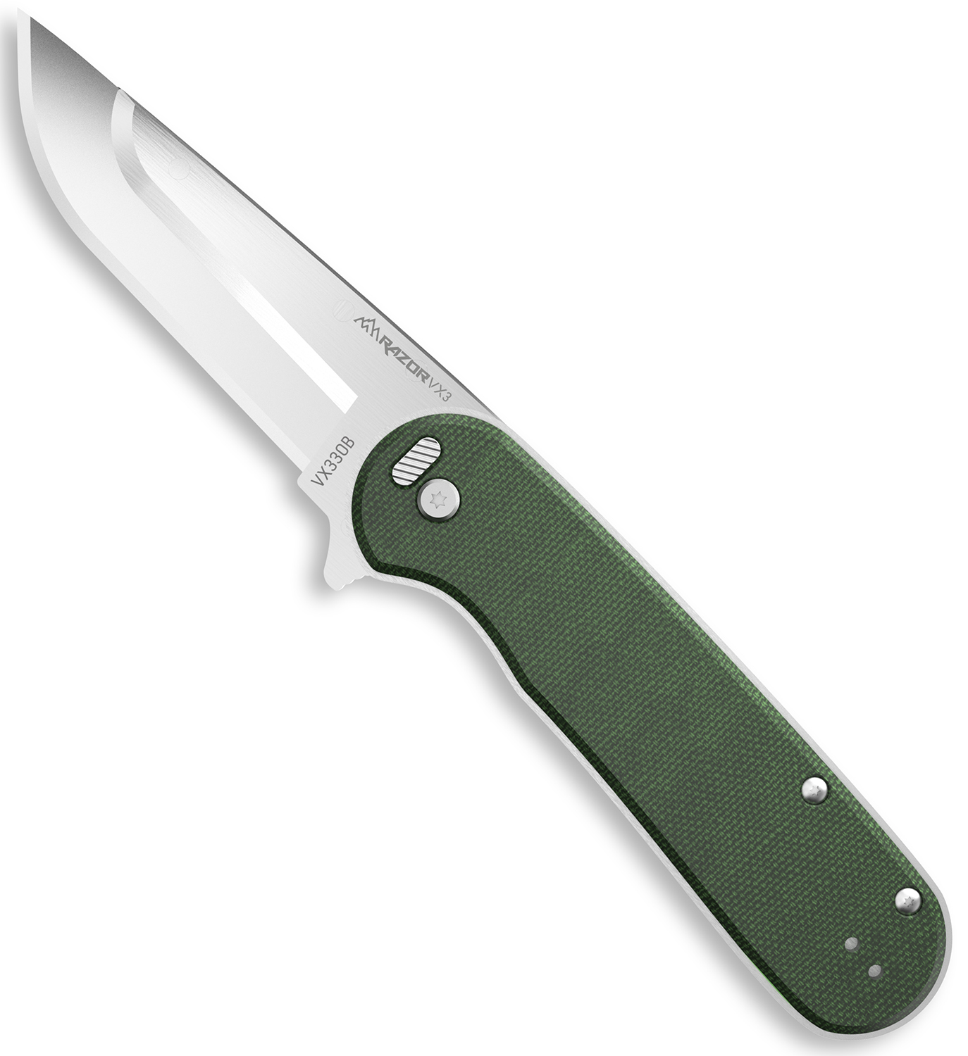 Outdoor Edge VX330B Razor VX3 3" Drop Point 420J2 Blade Green Micarta
