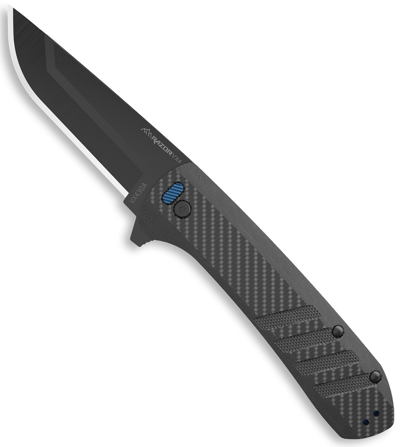 Outdoor Edge VX430A Razor VX4 EDC 3" Folding Knife, Black Carbon Fiber Handle