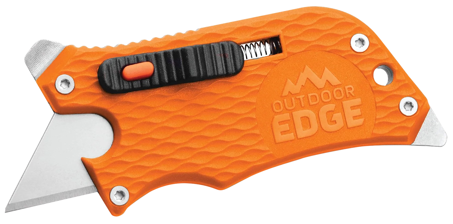 Outdoor Edge SWB10C SlideWinder  3.50 Long, Plain Utility Blade, Orange GNR/SS Handle, Screwdriver, Bottle Opener
