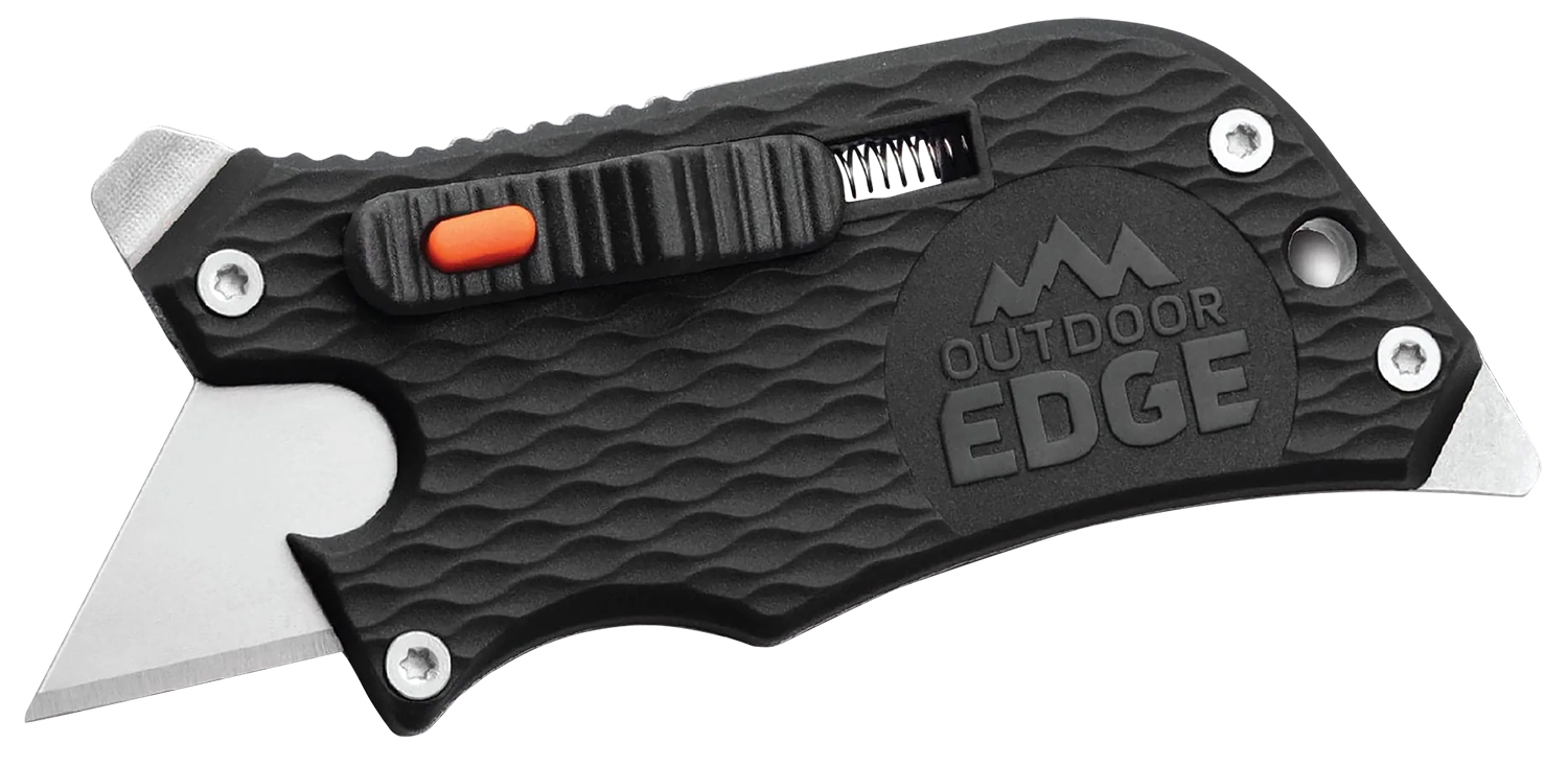 Outdoor Edge SWK30C SlideWinder 3.50" Long, Plain Utility Blade, Black GNR/SS Handle, Screwdriver, Bottle Opener