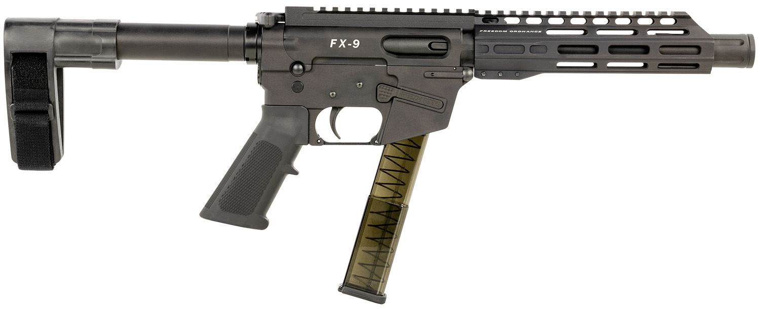 FREEDOM ORDNANCE FX9P8SBM FX-9  9mm Luger 31+1 8 Black Nitride Steel Barrel, M-LOK Handguards, Black Anodized Aluminum Picatinny Rail Receiver, Black SB Mini Brace, AR15 Grip