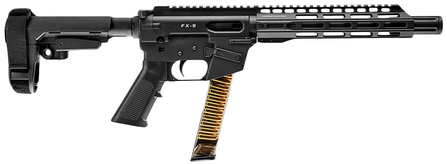 FREEDOM ORDNANCE FX9P10S FX-9  9mm Luger 31+1 10 Black Nitride Steel Barrel, M-LOK Handguards, Black Anodized Aluminum Picatinny Rail Receiver, Black SBA3 Brace, AR15 Grips, Right Hand