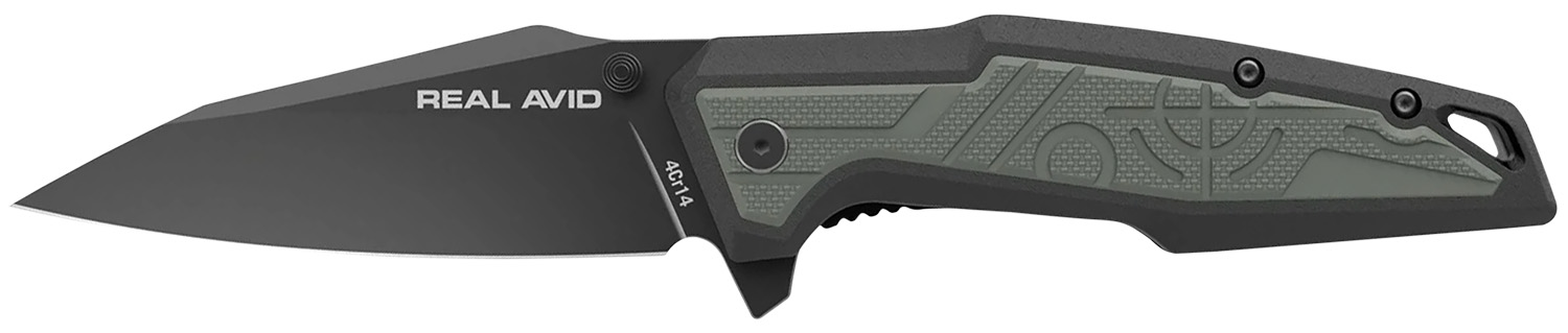 Real Avid AVRAV1 RAV-1 3.25" Folding Modified Clip Point Plain Black Oxide 4Cr14 Blade, Grip Plates GFN Handle, Clamshel