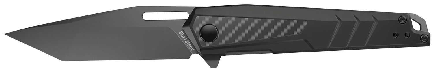 Real Avid AVRAV6 RAV-6 3.40" Folding Tanto Plain Titanium 8Cr13MoV SS Blade, Black Textured Aluminum/Carbon Fiber Handle