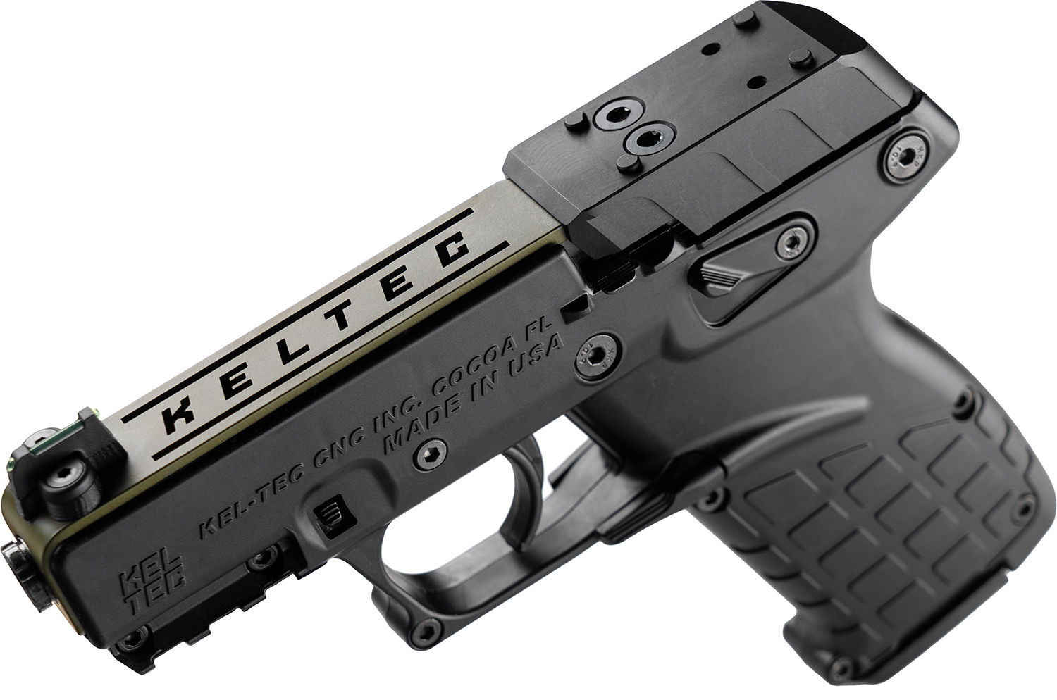 KEL-TEC P17 Exclusive 22 LR 3.8in 16rd Semi-Auto Pistol (P17BBLKORGRNS)