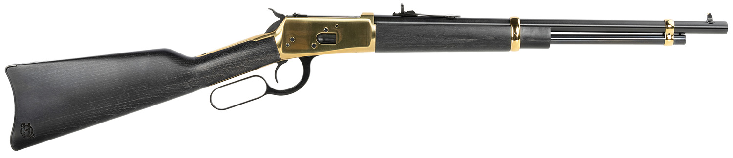 Heritage Mfg H9235718G 92  357 Mag 8+1 18" Black Steel Barrel, Gold PVD Stainless Steel Receiver, Black Fixed Wood Stock