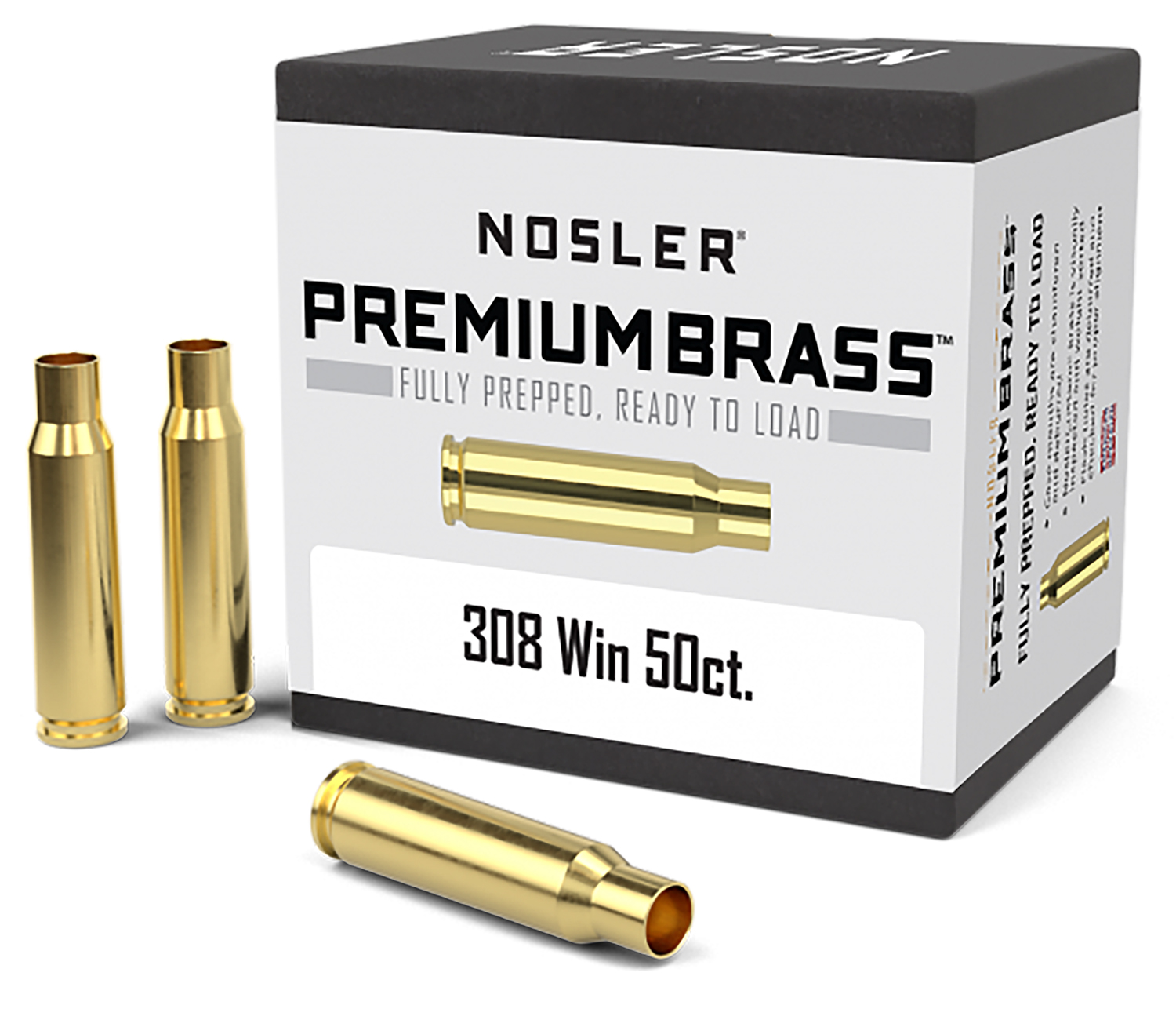 Nosler 10225 Premium Brass Unprimed Cases 308 Win Rifle Brass 50 Per Box