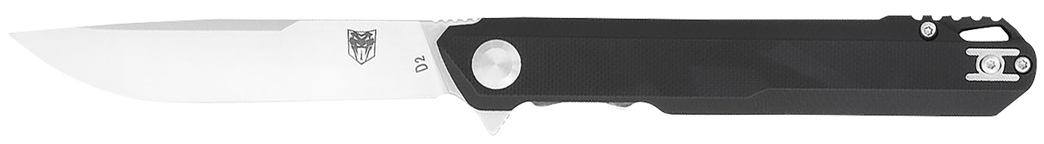 CobraTec Knives CTMONBLK Monarch  3.50 Folding Plain Satin D2 Steel Blade, 4.75 Black G10 Handle