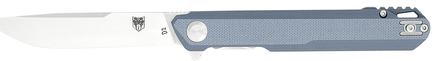 CobraTec Knives CTMONGRY Monarch 3.50" Folding Plain Satin D2 Steel Blade, 4.75" Gray G10 Handle