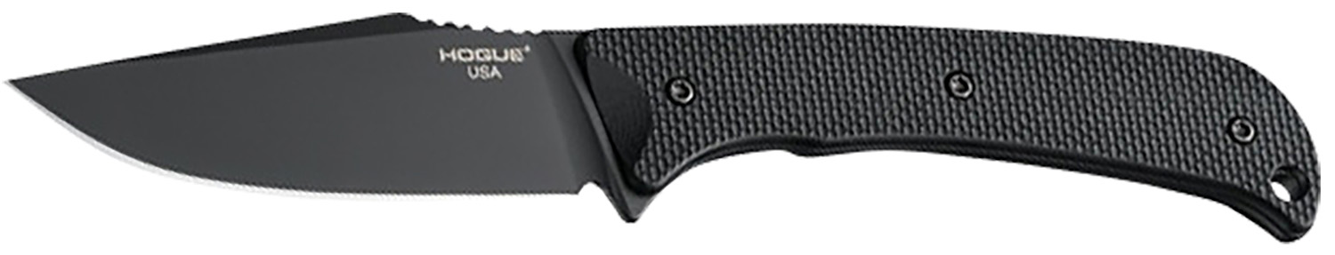 Hogue 35869 Extrak 3.30" Fixed Clip Point Plain Black Cerakote CPM M4 Tool Steel Blade, Black Textured G10 Scales Handle