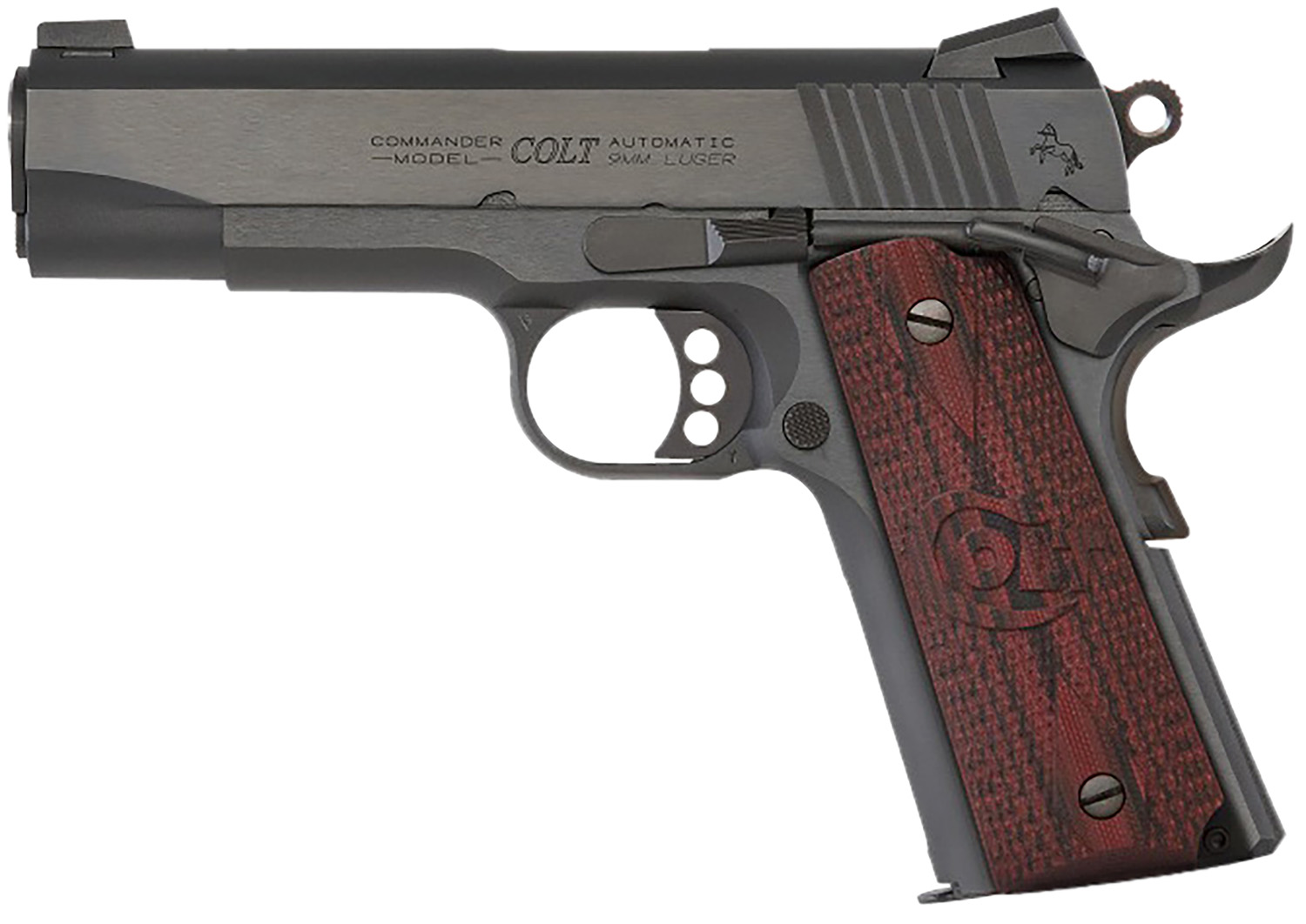 Colt Mfg O4943XE Commander Combat 38 Super 9+1 4.25 Stainless Steel Barrel, Blued Serrated Carbon Steel Slide, Blued Steel Frame, Black Cherry G10 Grip