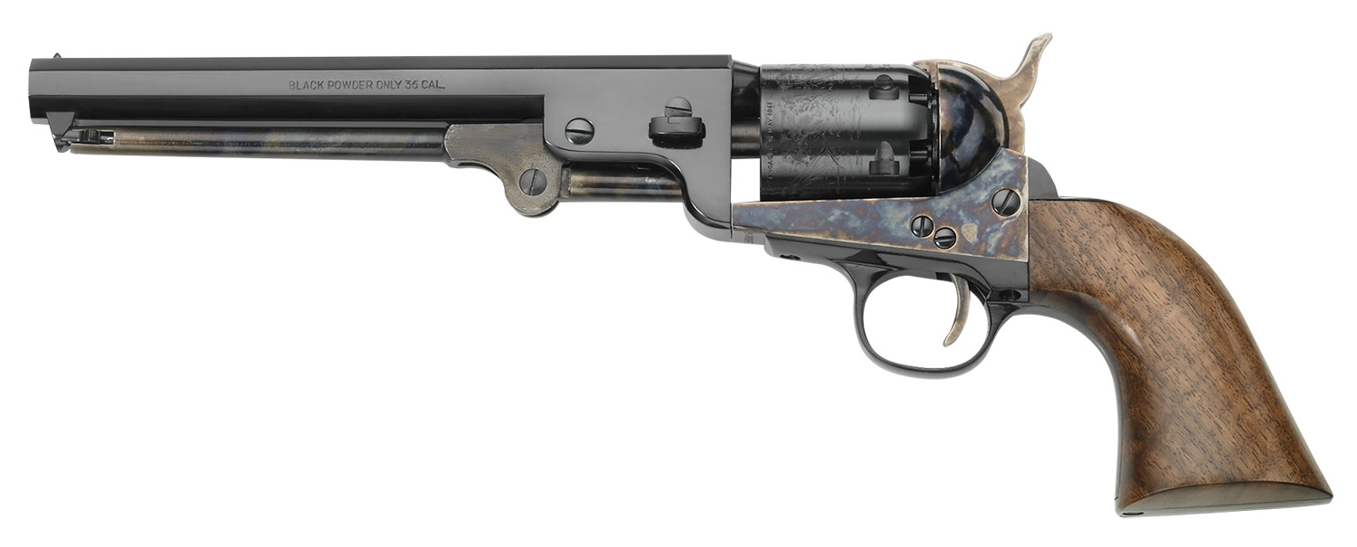 Pietta PF51CHS36712 1851 Navy London 36 Cal 6rd 7.50 Blued Octagon Barrel, Blued Cylinder, Color Case Hardened Steel Frame, Walnut Grip, Exposed Hammer