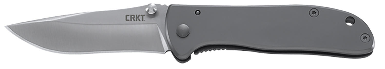 CRKT 6450S Drifter EDC 2.88" Folding Drop Point Plain Satin 8Cr14MoV SS Blade, Silver Stainless Steel Handle