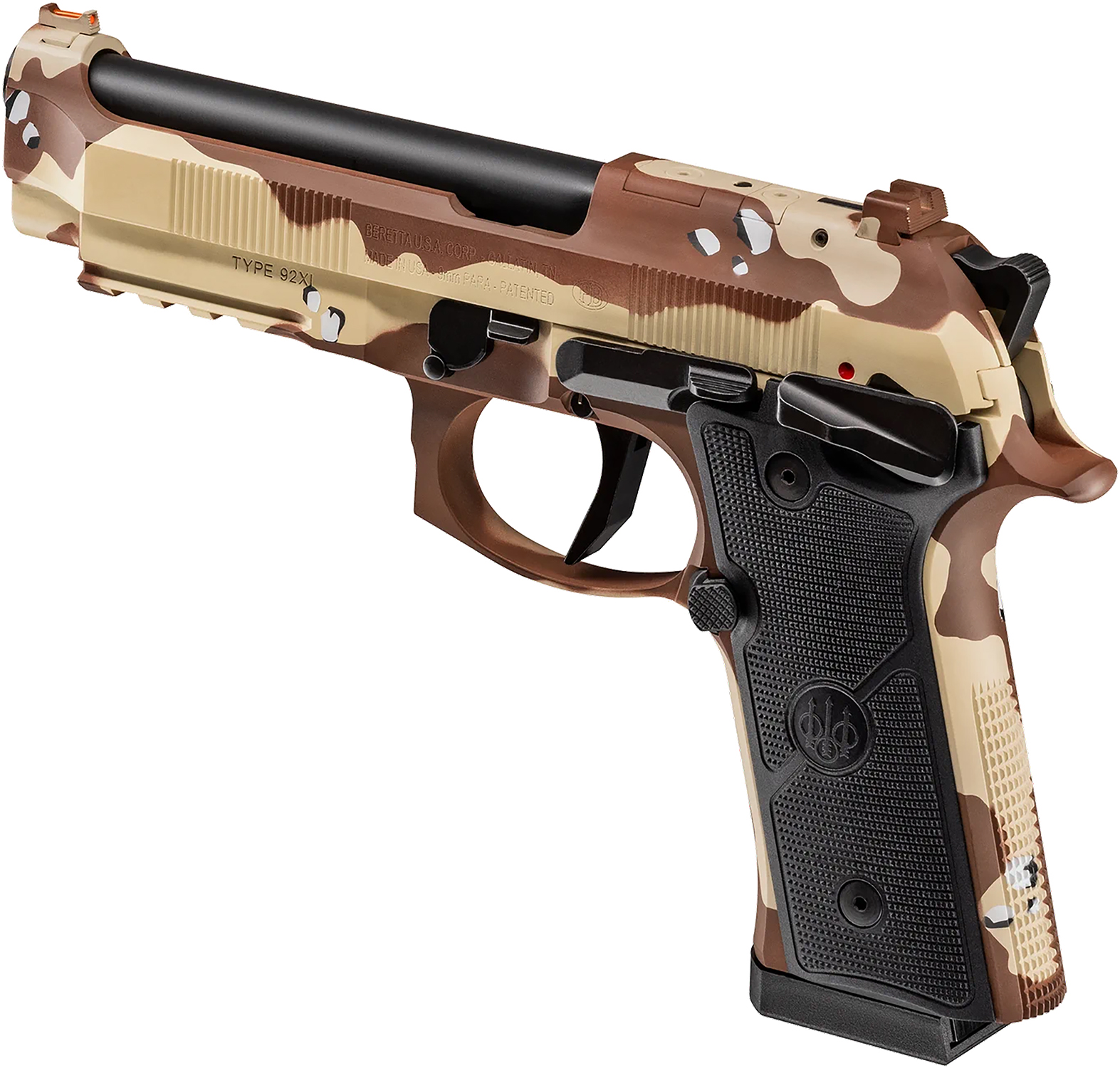 Beretta 92XI SAO 9mm Chocolate Chip – Brilliant 4.7" Single Action Steel Frame Pistol 5 Beretta 92XI Chocolate Chip camo left side