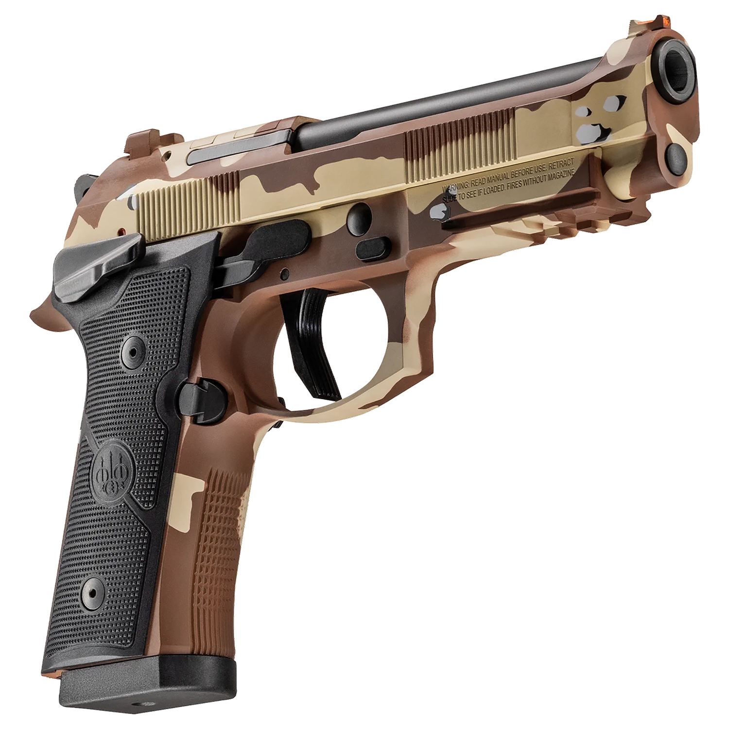 Beretta 92XI SAO 9mm Chocolate Chip – Brilliant 4.7" Single Action Steel Frame Pistol 6 Beretta 92XI Combat angled view