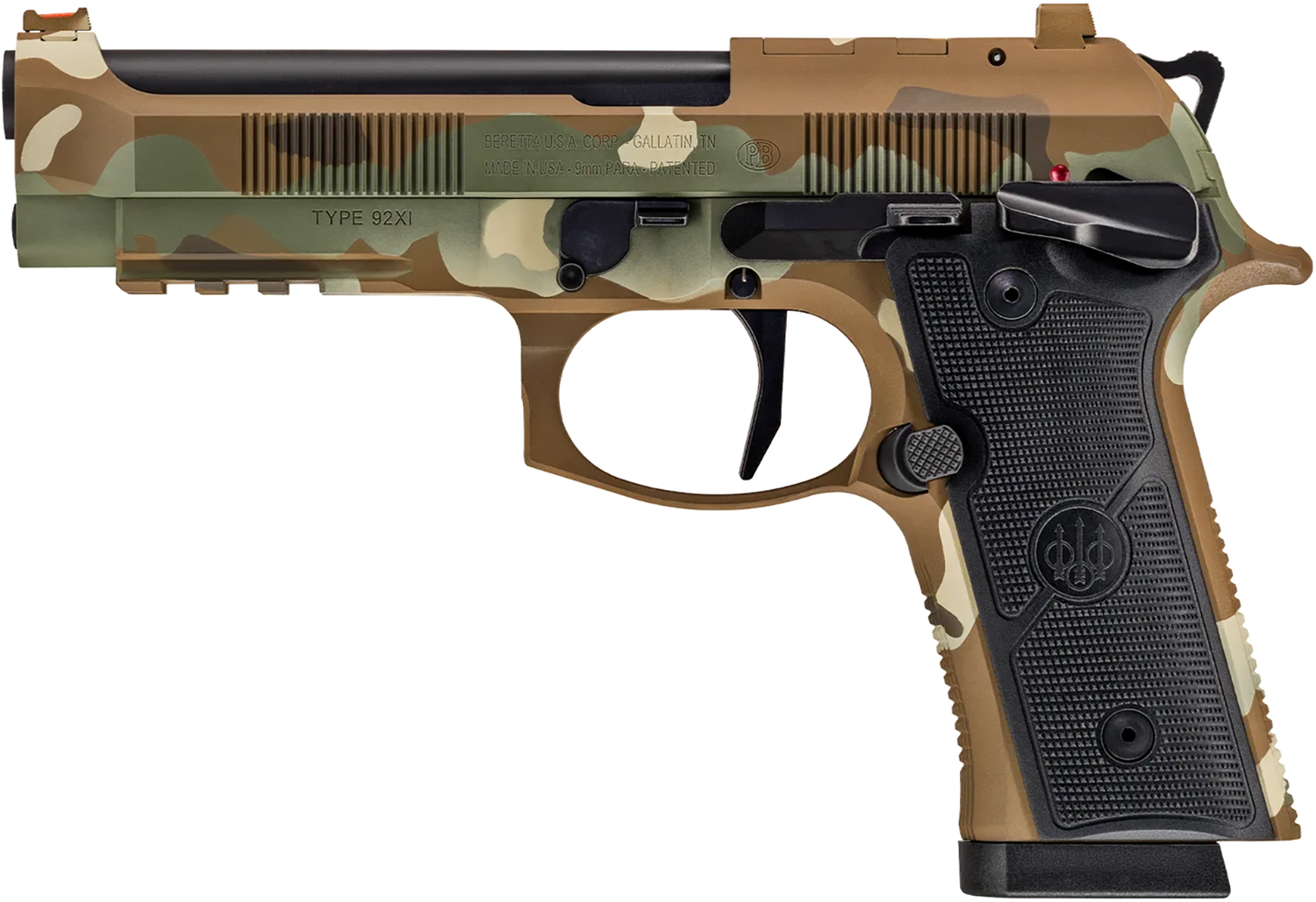 Beretta 92XI SAO 9mm MultiCam – Amazing 4.7" Single Action Steel Frame Pistol 5 Beretta 92XI MultiCam left side