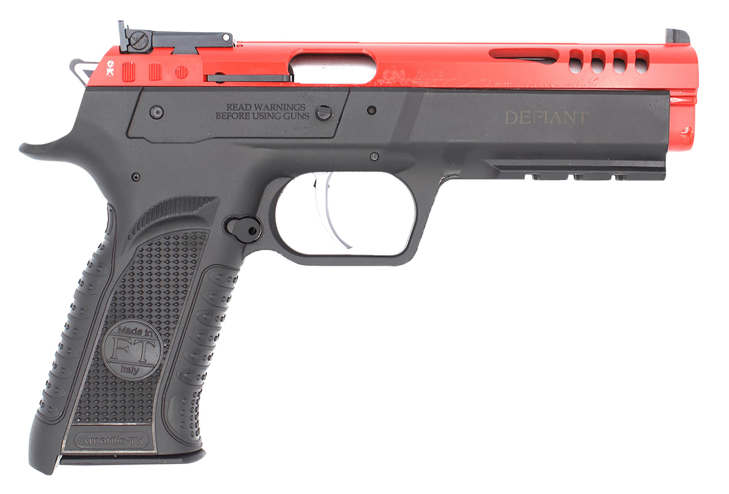 Tanfoglio TFFORCE22 Force  22 LR 10+1 4.40 Stainless Steel Barrel, Red Ported Slide, Black Polymer Frame w/Beavertail & Picatinny Rail, Black Textured Grip