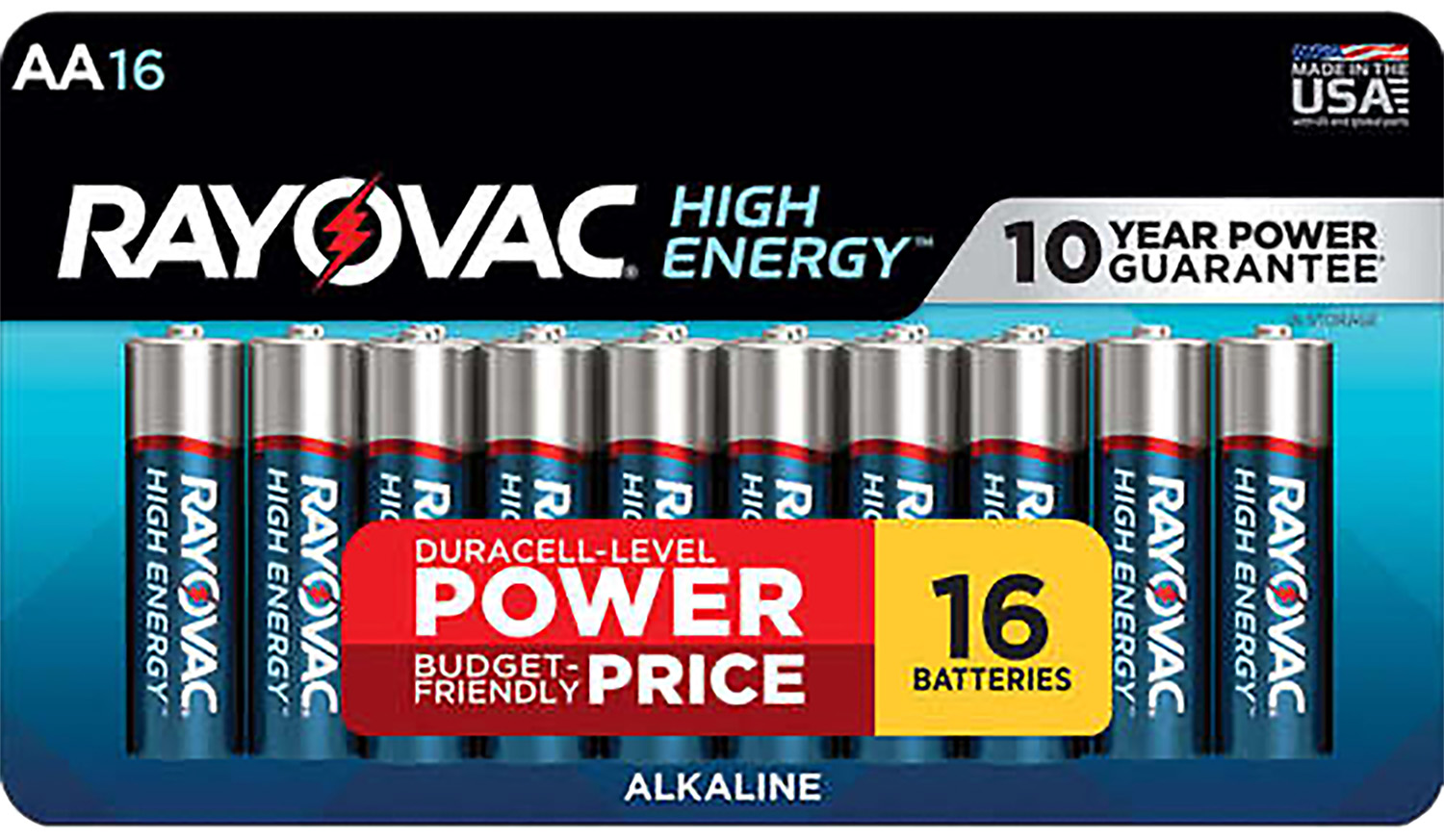 Rayovac 81516LT03 AA Alkaline Batteries 1.5V 2700mAh (16 Pack)